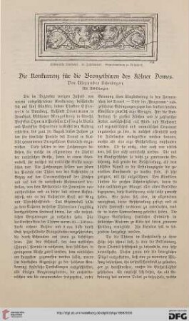 Die Konkurrenz für die Bronzethüren des Kölner Domes