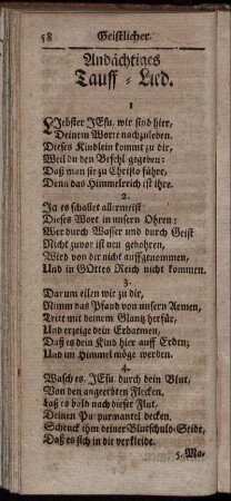 Andächtiges Tauff- Lied. - Krancken- Lied.
