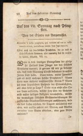 98-108, Auf den VII. Sonntag nach Pfingsten.