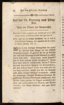 98-108, Auf den VII. Sonntag nach Pfingsten.