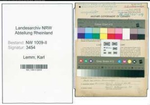 Entnazifizierung Karl Lemm , geb. 09.07.1907 (Elektromeister)