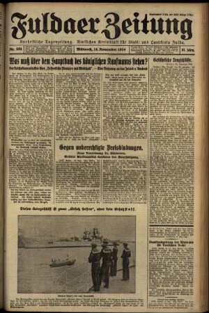 Erste Ausgabe vom Mittwoch, den 14. November 1934.