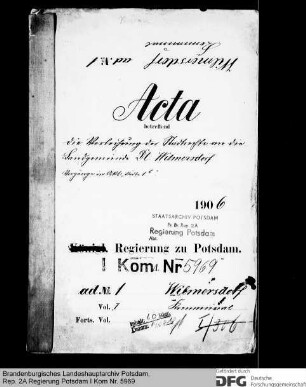 Verleihung der Stadtrechte an die Landgemeinde Deutsch Wilmersdorf