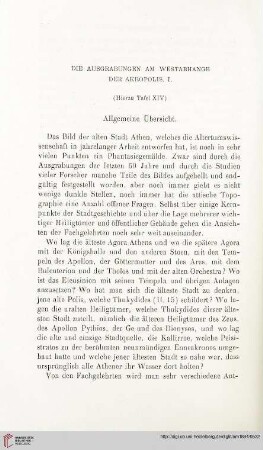 19: Die Ausgrabungen am Westabhange der Akropolis, 1, Allgemeine Übersicht