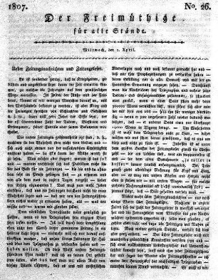No. 26, Mittwoch, den 1. April 1807