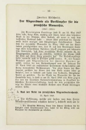 Zweiter Abschnitt. Der Abgeordnete als Vorkämpfer für die preußische Monarchie (1847-1851)
