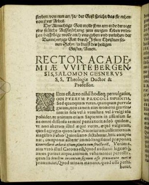 Rector Academiæ Wittenbergensis, [...]