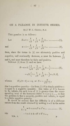 On a paradox in infinite series.