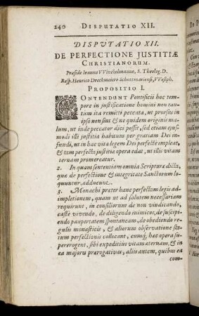 Disputatio XII. De Perfectione Justitiæ Christianorum.