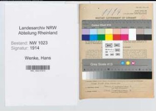 Entnazifizierung Hans Wenke , geb. 24.04.1913 (Verw.Angest.)