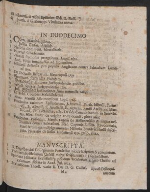Manuscripta.