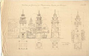 Thiersch, August ; Sonthofen (Bayern); Transformatorenstationen - Grundrisse, Ansichten, Schnitte