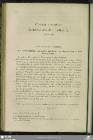 Fünfter Abschnitt. Resultate aus der Hydraulik.