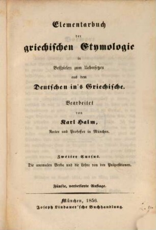 Anleitung zum Uebersetzen aus dem Deutschen ins Griechische, I,II