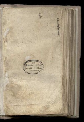 Leerseite mit Federproben in angelsächsischer Halbunziale des 8. Jhd.