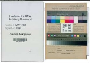 Entnazifizierung Margarete Kremer , geb. 05.03.1903 (Haendlerin)