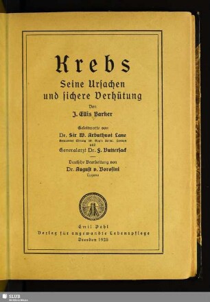 Krebs : seine Ursachen und sichere Verhütung