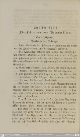 Zweiter Theil. Die Lehre von den Naturkräften