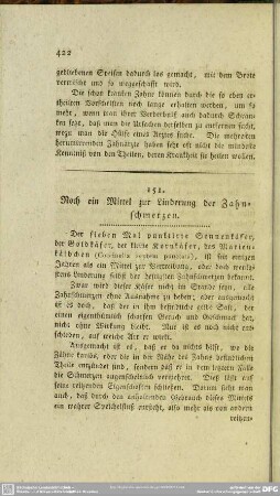 151. Noch ein Mittel zur Linderung der Zahnschmerzen