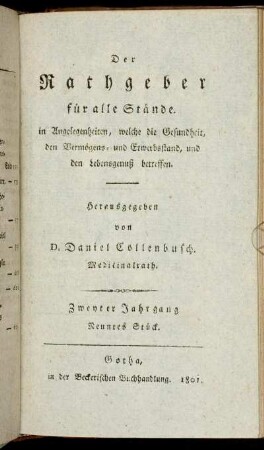 Zweyter Jahrgang, Neuntes Stück.