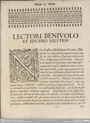 Lectori Benevolo Et Sincero Salutem