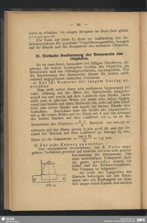 21. Einfache Bestimmung der Brennweite der Objektivs