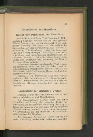 Krankheiten der Harnblase.