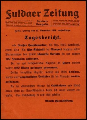 Ausgabe vom Freitag, den 13. November 1914.