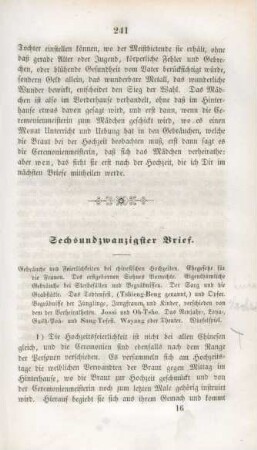 Sechsundzwanzigster [Siebenundzwanzigster] Brief. Gebräuche und Feierlichkeiten bei chinesischen Hochzeiten ...