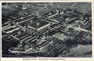 Gesamtbild des Technischen Messegeländes : allgemeine Maschinen- und Apparateschau, Technische Messe Leipzig