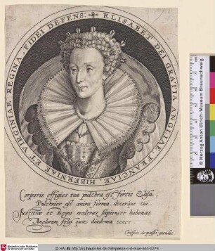 Elisabet dei Gratia Angliae, Franciae, Hiberniae et Virginiae Regina, Fidei Defens: