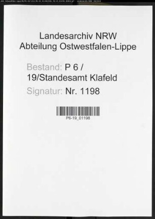 Sterberegister Standesamt Klafeld