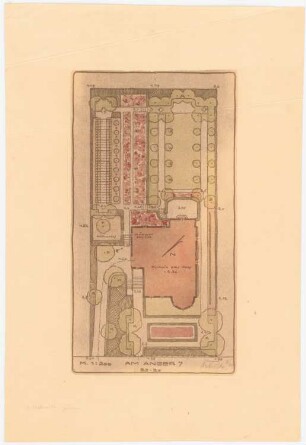 Garten Am Anger 7, Berlin-Dahlem: Garten im Grundriss mit Umriss des Wohnhauses 1:200
