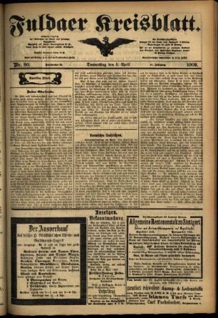 Zweite Ausgabe vom Donnerstag, den 08. April 1909.