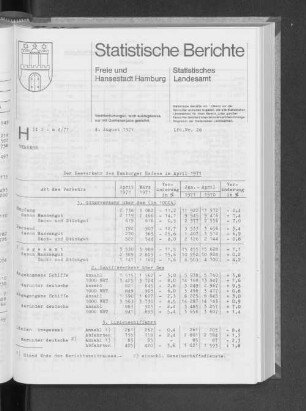 Der Seeverkehr des Hamburger Hafens im April 1971 : Lfd. Nr. 28