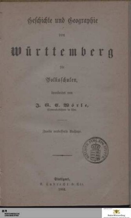 Geschichte und Geographie des Königreichs Württemberg für Volksschulen