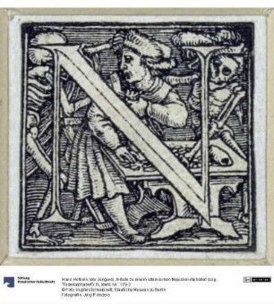 Initiale zu einem lateinischen Majuskel-Alphabet (sog. "Todesalphabet"): N