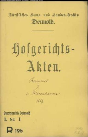 Rummel, Georg Friedrich gegen Falk Arnd von Friesenhausen zu Belle - Schuldforderung