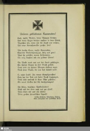 Unseren gebliebenen Kameraden!