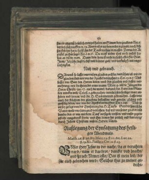 Außlegung der Eynsatzung des Heiligen Abendmals