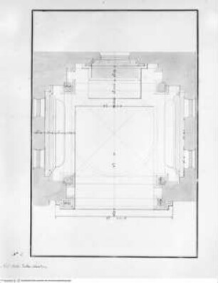 Cappella Emiliana nell'isola di S. Michiele di Murano, e quella di S. Anna nell'isola della Grazia, misurate e disegnate da me Tommaso Temanza., Tafel I: Santa Maria della Grazia, Cappella di S. Anna?, Grundriss, Maßangaben