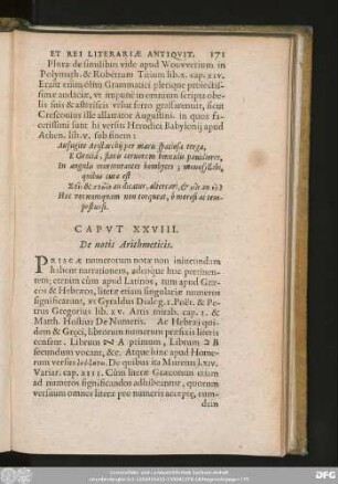 Caput XXVIII. De notis Arithmeticis.