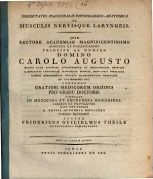 Dissertatio inauguralis physiologico-anatomica de musculis nervisque laryngeis : cum 3 tabb. aen.