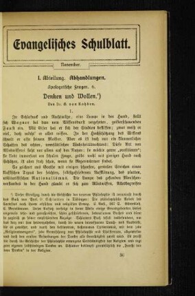 Apologetische Fragen : 6. Denken und Wollen