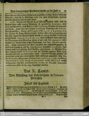 Das X. Capitel, Von Abfassung des End-Urtheils in Concurs-Processen