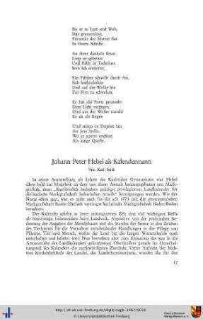 Johann Peter Hebel als Kalendermann