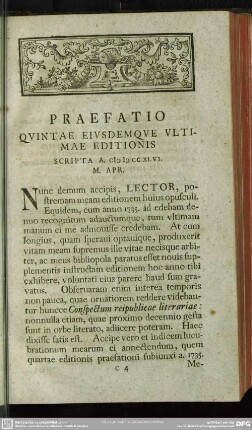 Praefatio Quintae Eiusdemque Ultimae Editionis