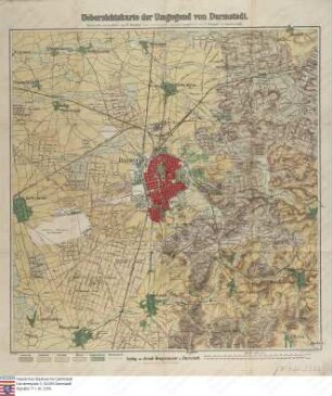 . Karte von Darmstadt und seiner näheren Umgebung (Heberer/Welzbacher): Karte von Darmstadt und seiner näheren Umgebung