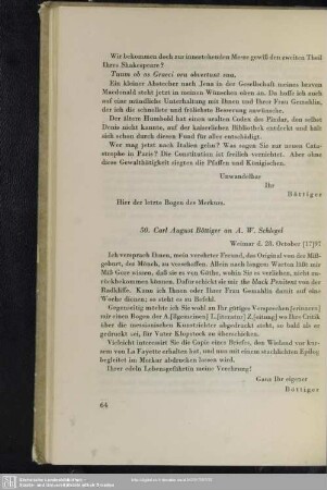 Carl August Böttiger an August Wilhelm von Schlegel, Weimar, 28.10.1797