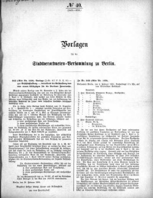 Anlage: ad No.39 (342), Vorlagen, welche den Zeitungen nicht mitgeteilt sind